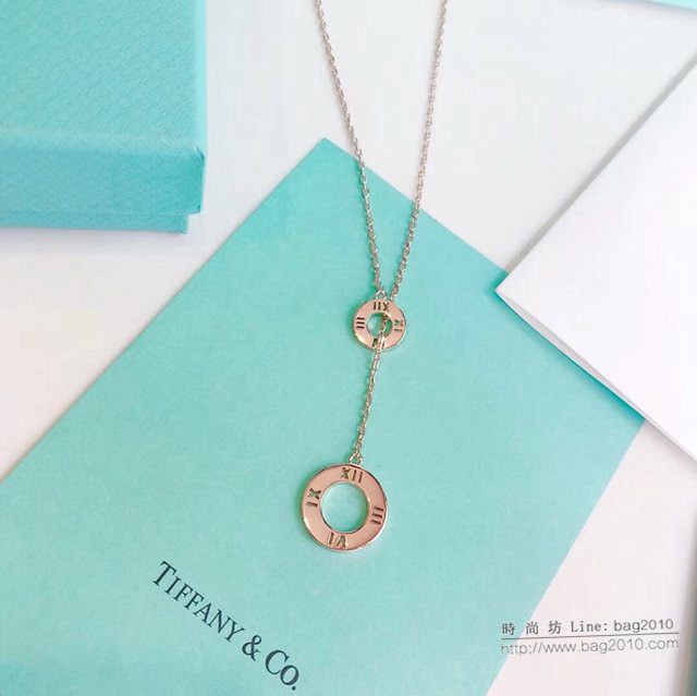 Tiffany純銀飾品 蒂芙尼女士專櫃爆款羅馬大小圓圈流蘇項鏈 Tiffany純銀鎖骨鏈  zgt1722